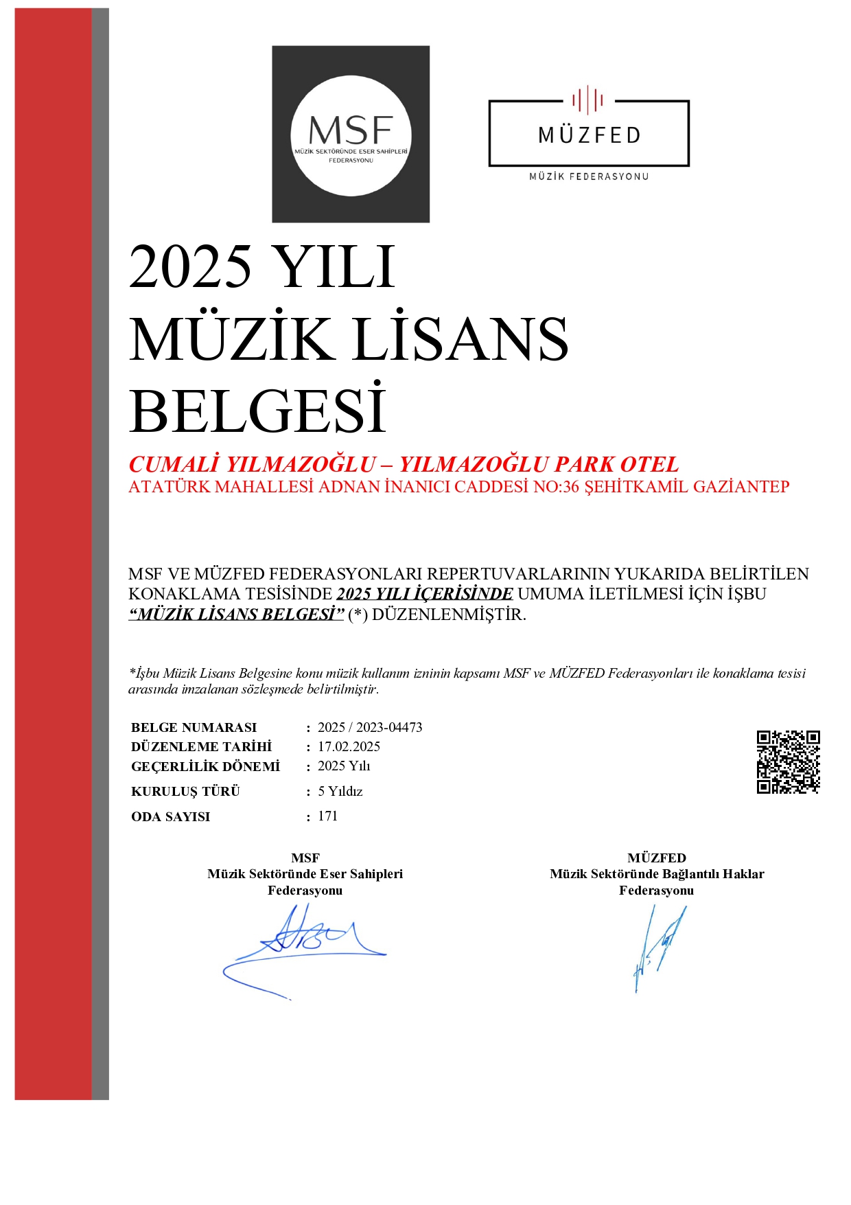 Müzik Lisansı Belgesi